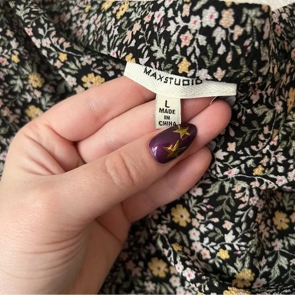 Max Studio Asymmetrical Skirt Ditsy Floral Print Size Large - Picture 3 of 9